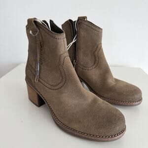 Earth Ankle Boots Womens 9.5 Brown Leather Irene Round Toe Block Heel Bootie